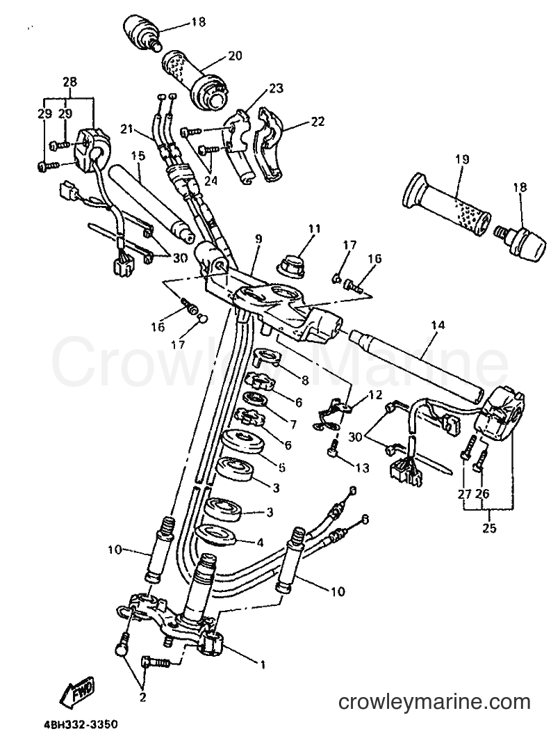 1993 Street Bike GTS1000 - GTS1000 (4FVI) [999] - STEERING HANDLE & CABLE