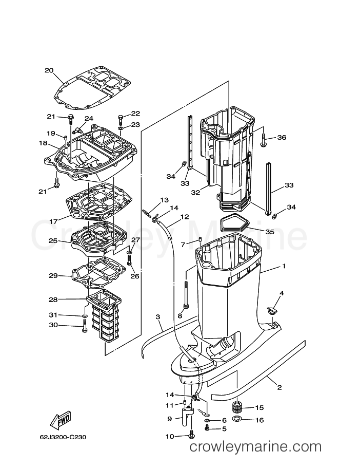 Yamaha Motors L225CETOX (62K3) [070] - UPPER CASING