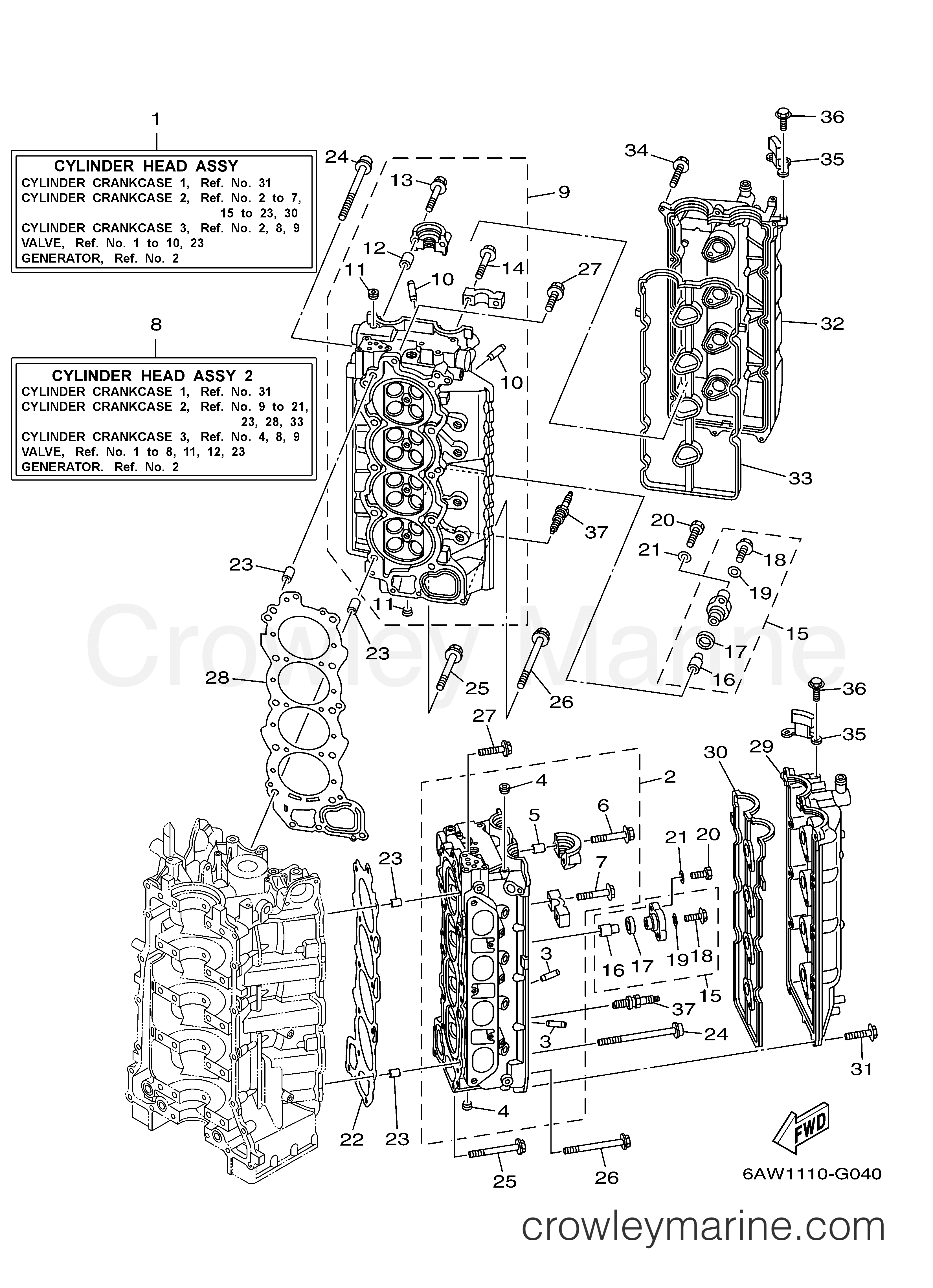 Yamaha Motors LF300TUR - CYLINDER CRANKCASE 2