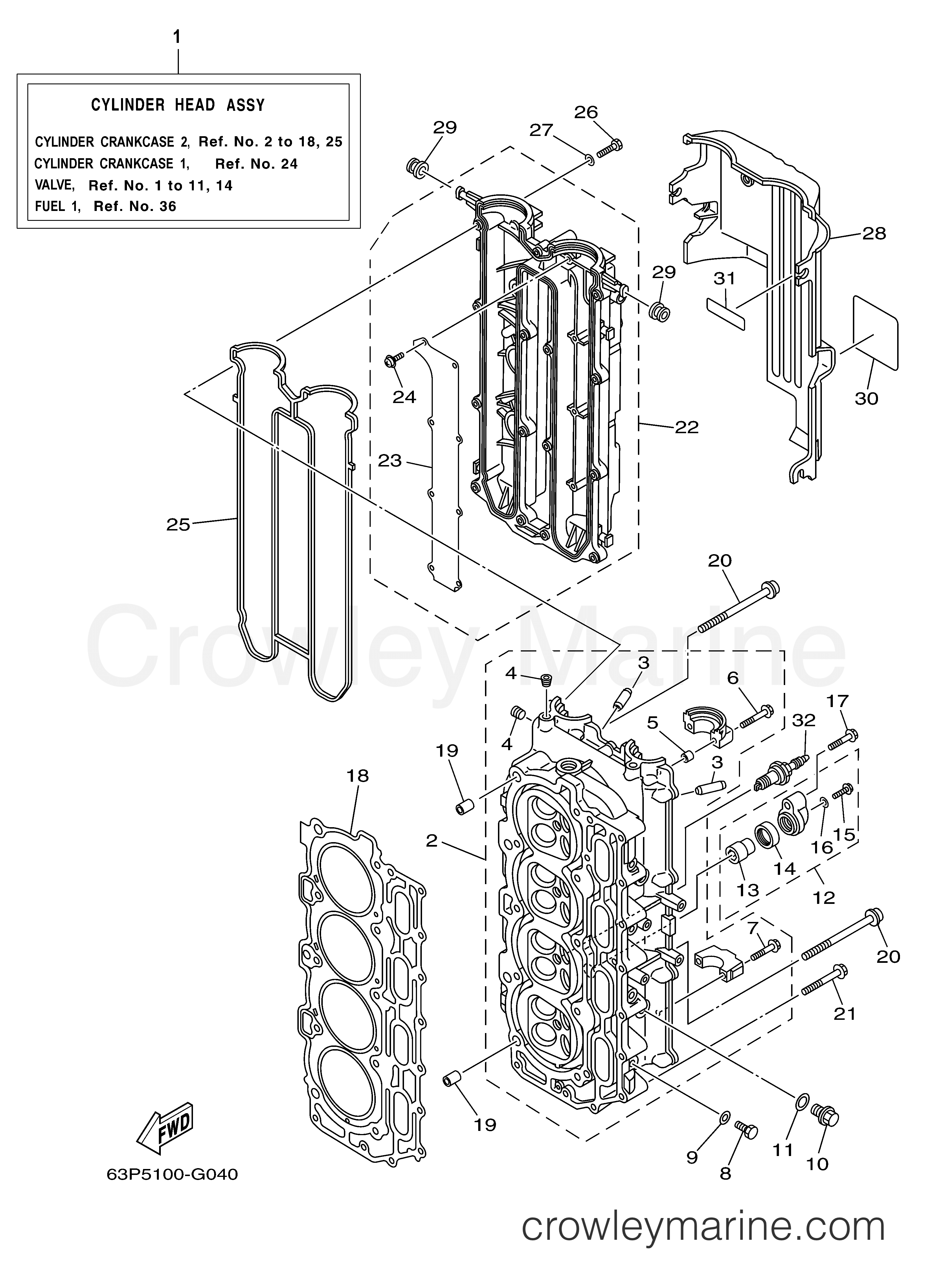 Yamaha Motors F150TXR - CYLINDER CRANKCASE 2