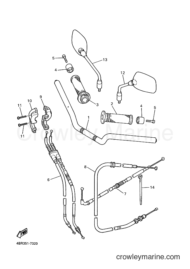 1998 Street Bike XJ600S - XJ600S (4EB8) [020] - STEERING HANDLE & CABLE