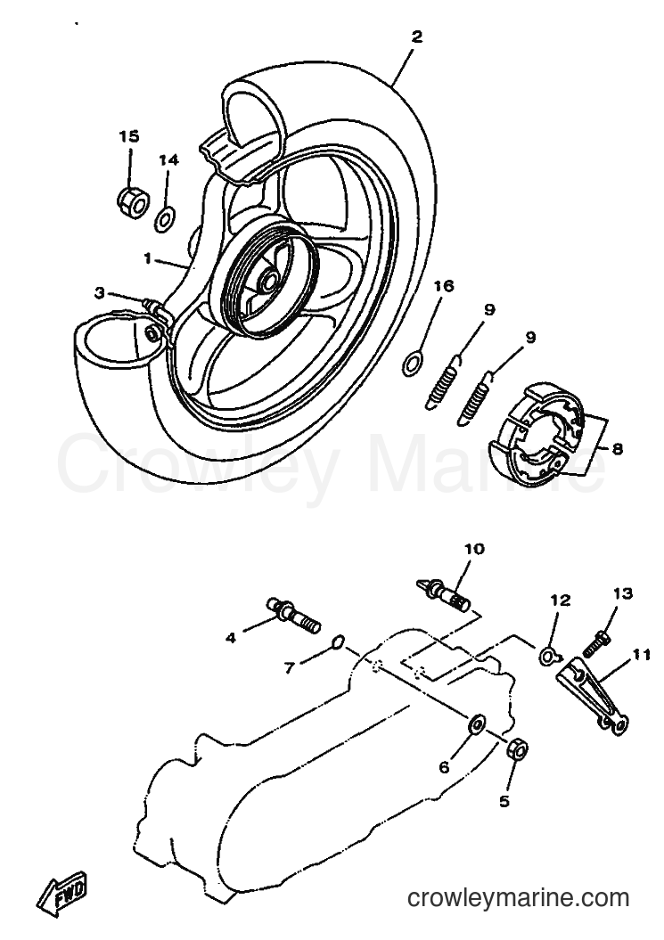 1997 Scooter YN50 - YN50 (5BW1) [010] - REAR WHEEL