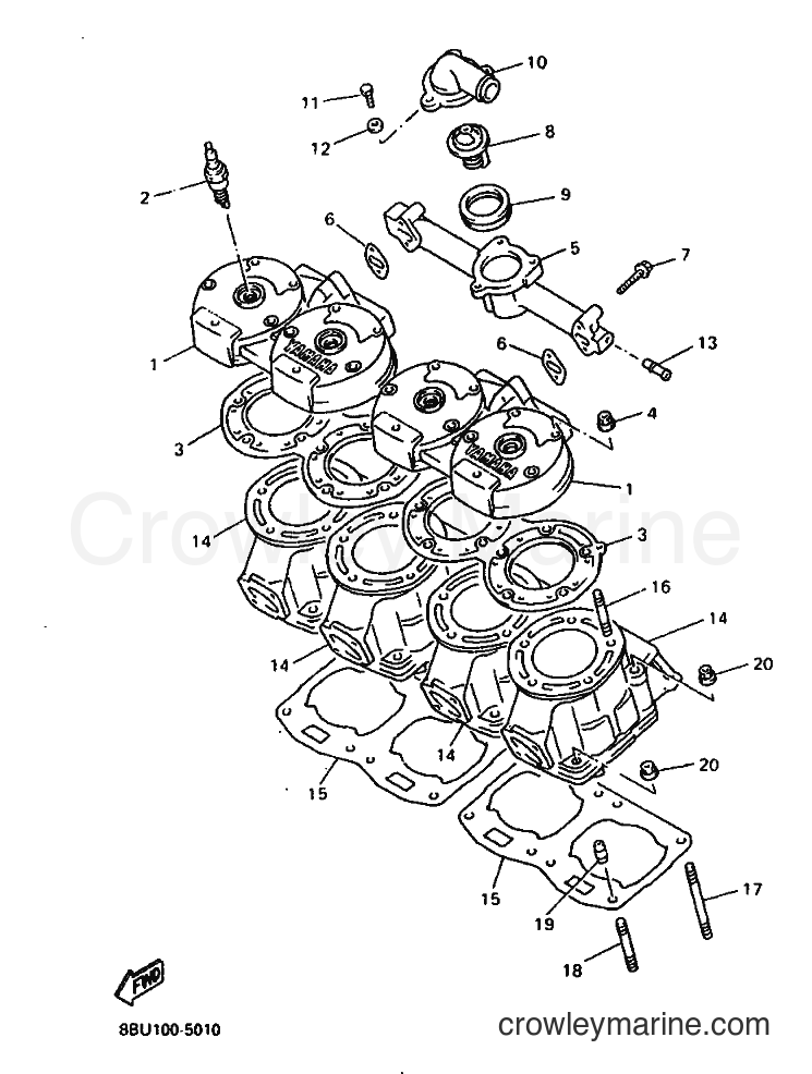 1996 Snowmobile VX800ST - VX800ST (8BT2) [020] - CYLINDER HEAD