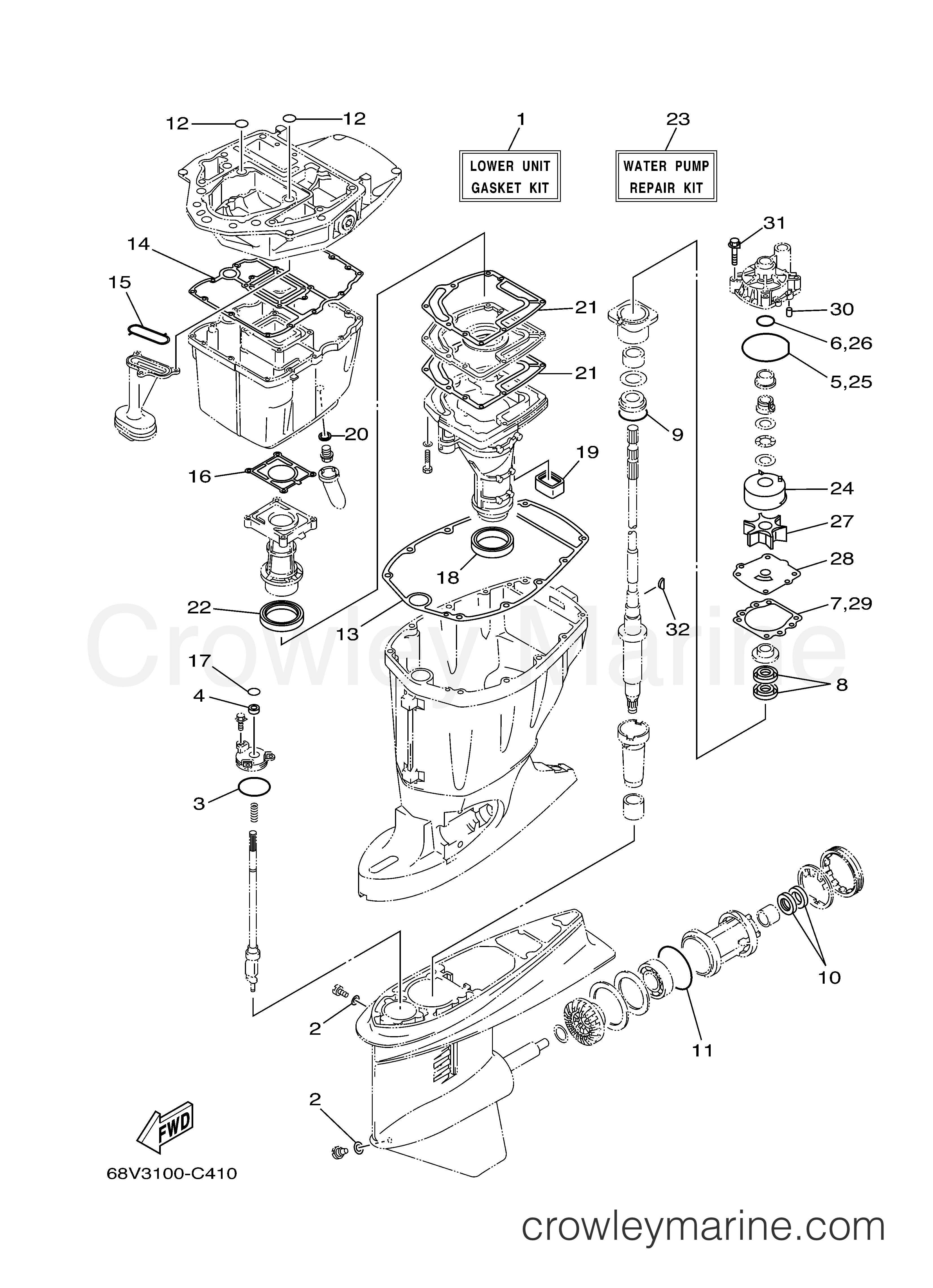 REPAIR KIT 2 2008 Yamaha Outboard 115hp F115TLR Crowley Marine