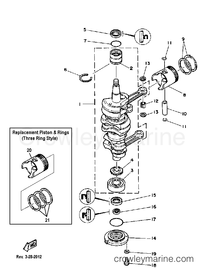 Yamaha Motors 70ETLF - CRANK PISTON