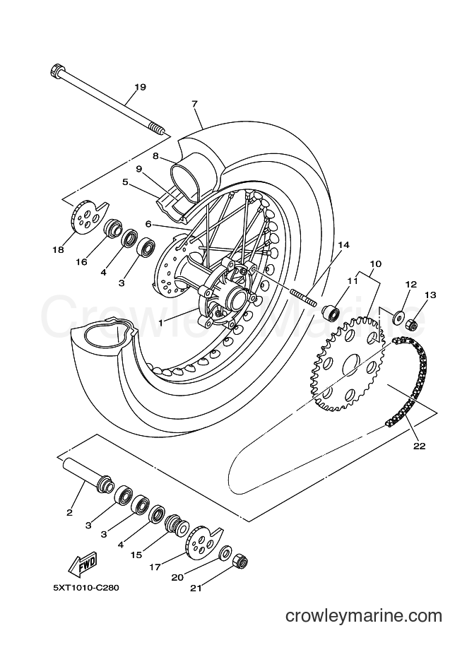 2014 Dirt Bike XG250 - XG250 (5XTB) [010] - REAR WHEEL