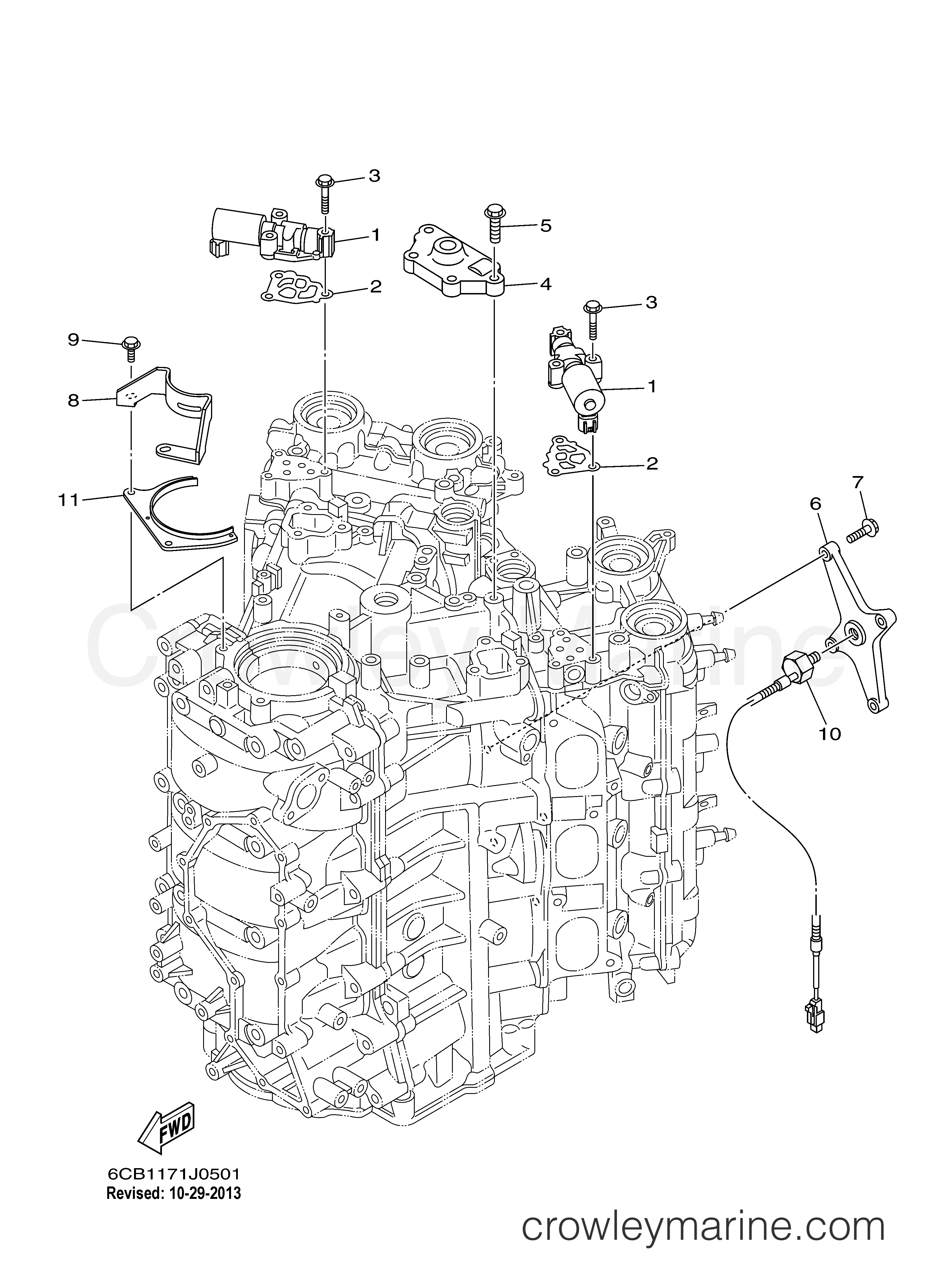 Yamaha Motors F250XCA - CYLINDER CRANKCASE 3