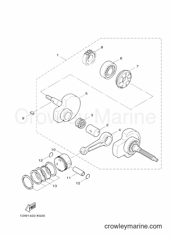 2012 Scooter XC100N - XC100N (1DW2) [010] - CRANKSHAFT & PISTON