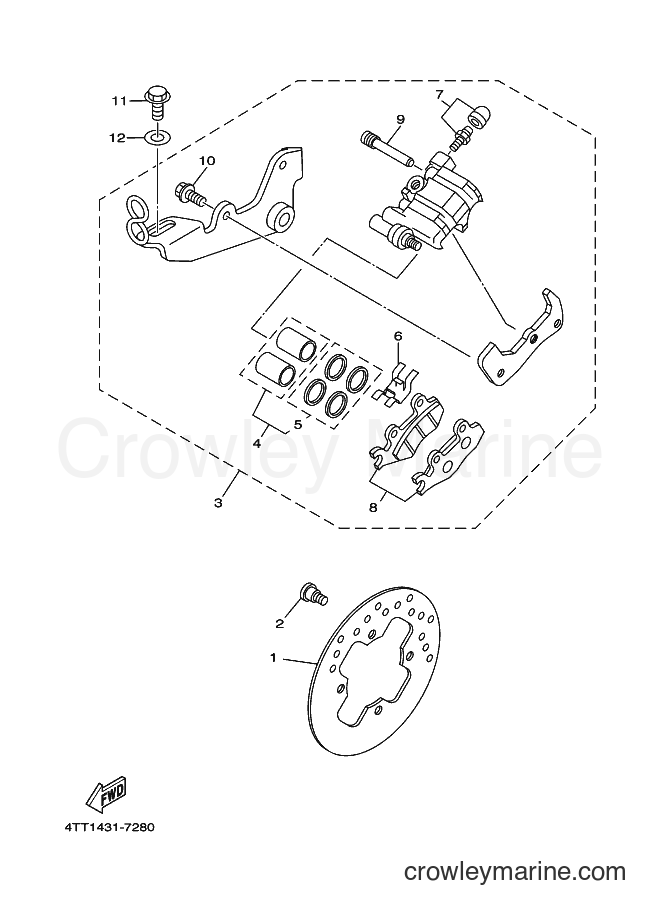1999 Scooter JZ120F - JZ120F (4TT4) [010] - REAR BRAKE CALIPER