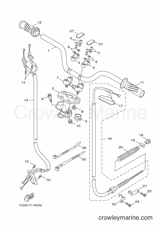 2014 Scooter YW50F - YW50F (1CD6) [010] - STEERING HANDLE & CABLE