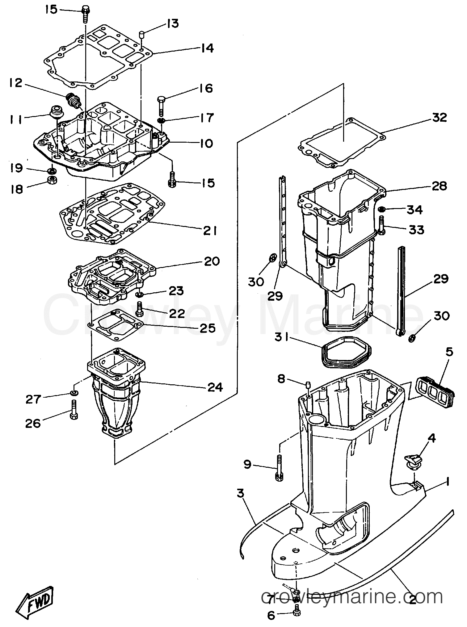 Yamaha Motors P200TLRS - UPPER CASING