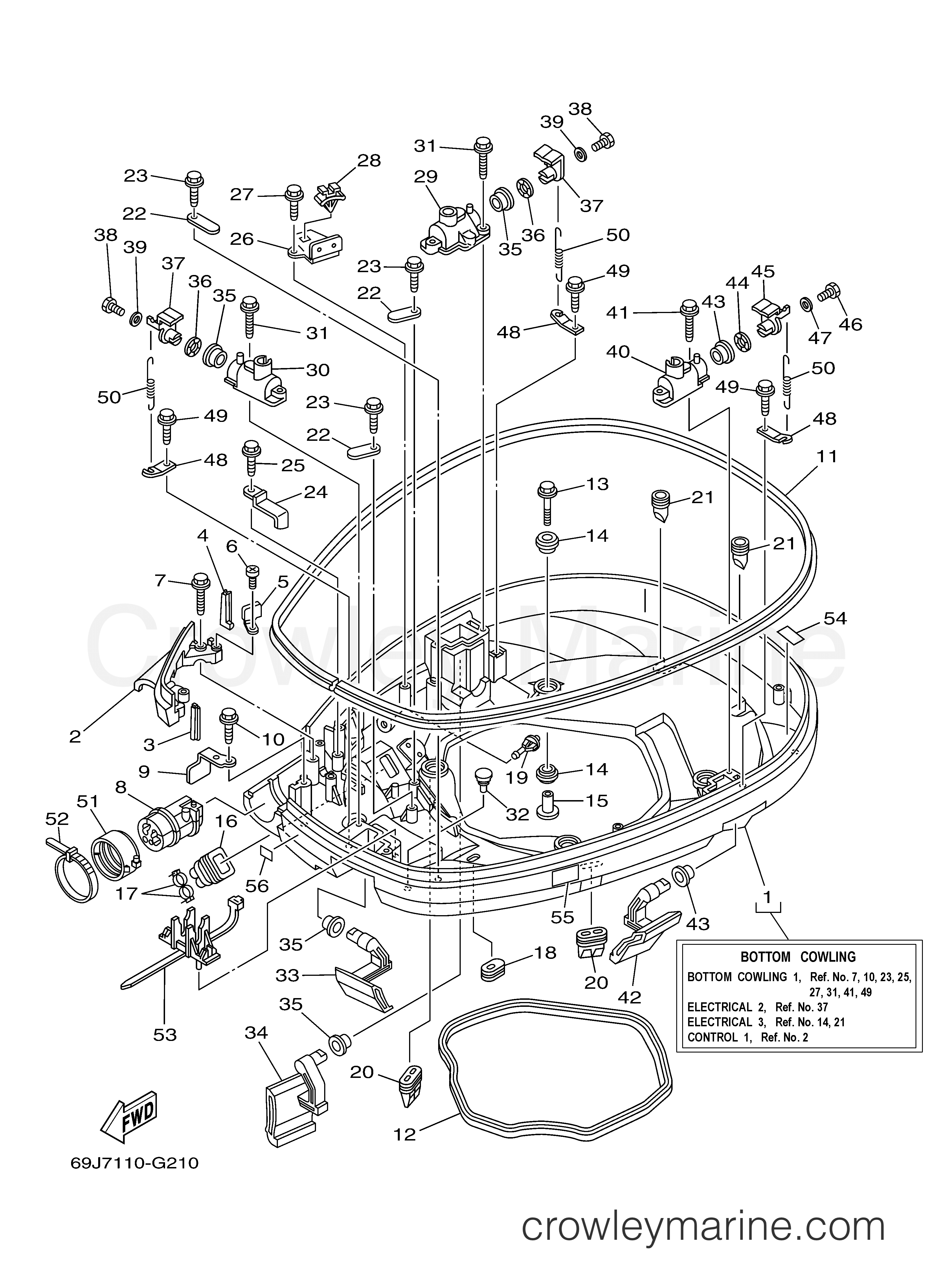Yamaha Motors F200TXR - BOTTOM COWLING 1