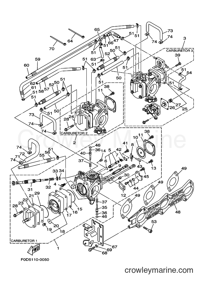 Yamaha Motors JET FOR GP1200 (67X1) [02A] - CARBURETOR