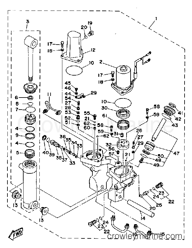 POWER TRIM TILT ASSEMBLY 1992 Outboard 90hp 90TLRQ Crowley Marine