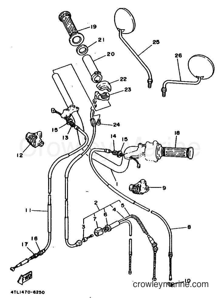 1996 Street Bike RX100 - RX100 (36L) [999] - STEERING HANDLE & CABLE