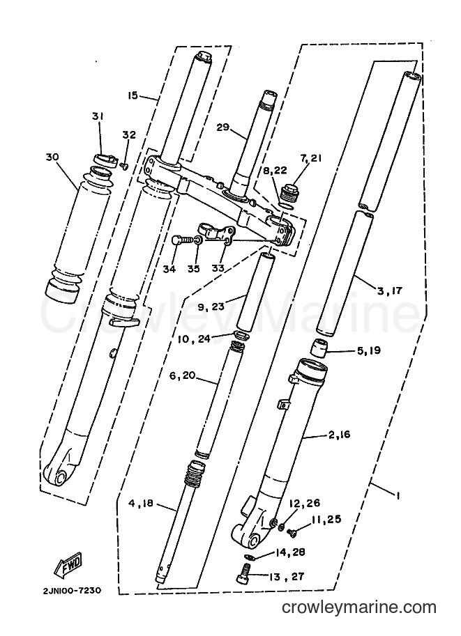 1988 Dirt Bike BW350 - BW350 (2JN0) [010] - FRONT FORK