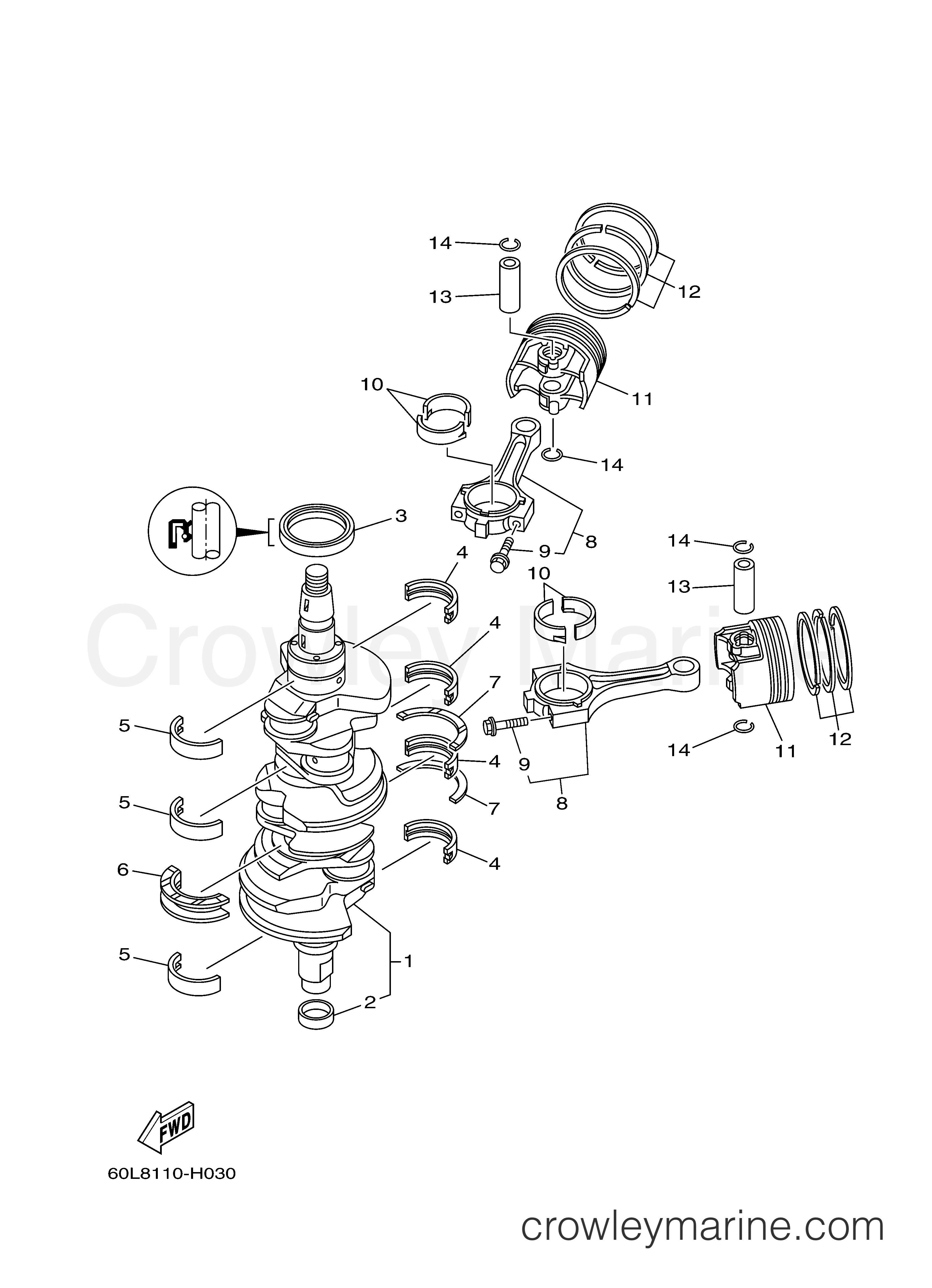 Yamaha Motors F225TXR - CRANKSHAFT PISTON