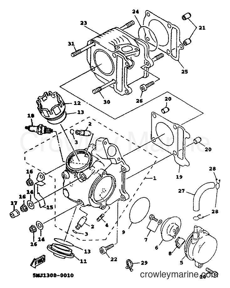 2000 Scooter XC125A - XC125A (5MJ2) [010] - CYLINDER HEAD