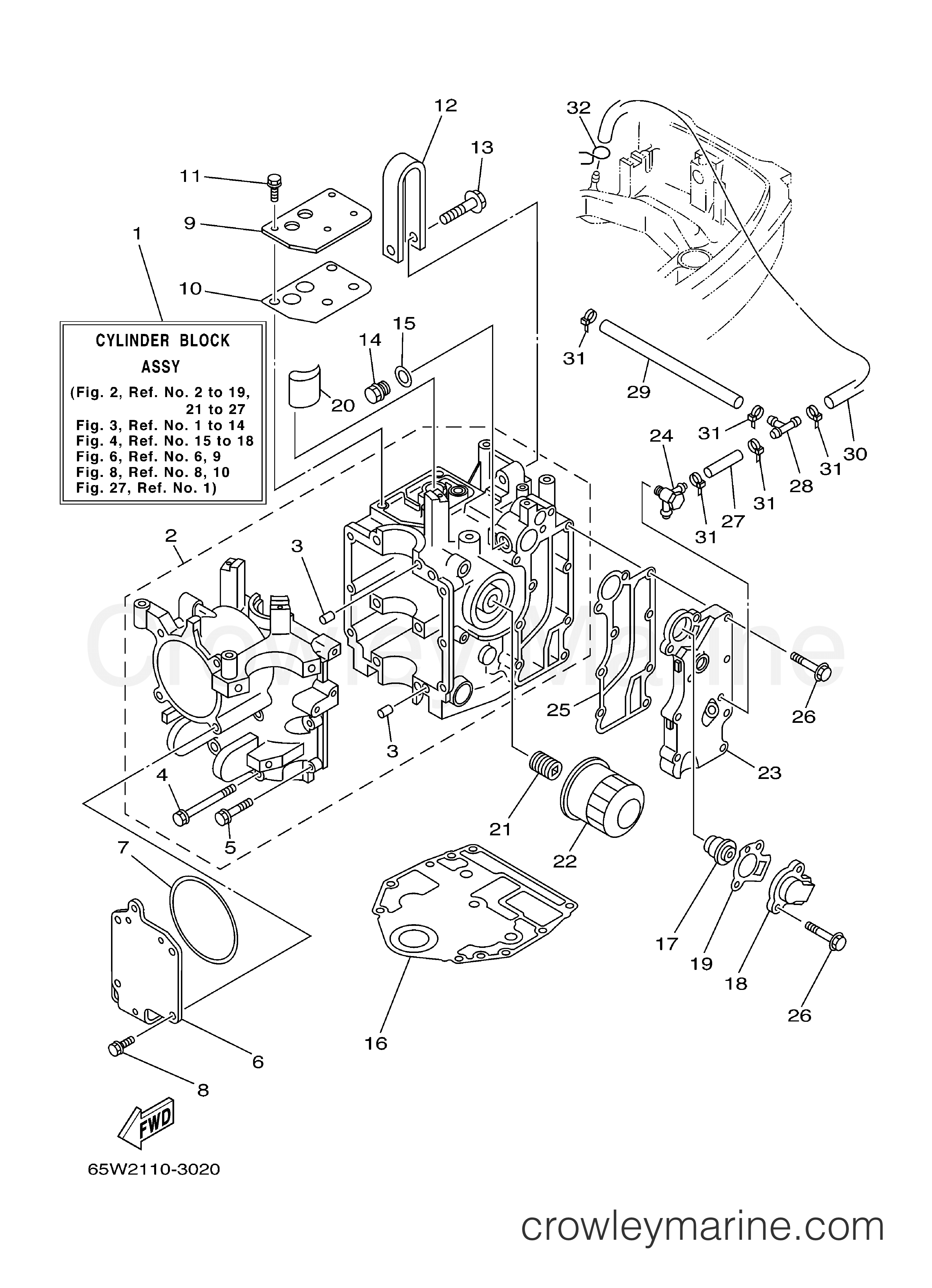 Yamaha Motors F25ELRB - CYLINDER CRANKCASE 1