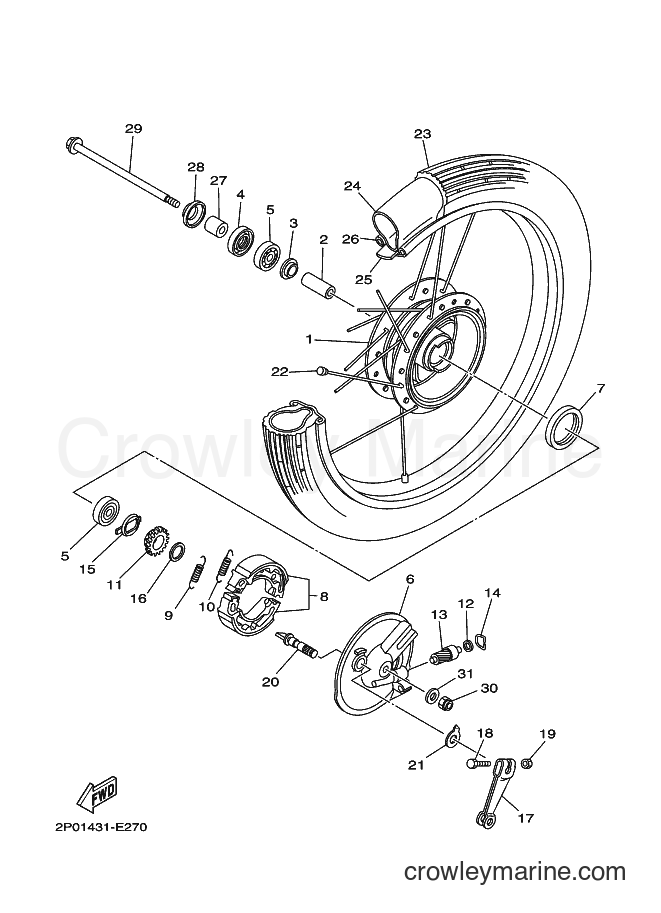 2007 Scooter LF-110D - LF-110D (2P04) [010] - FRONT WHEEL FOR DRUM BRAKE