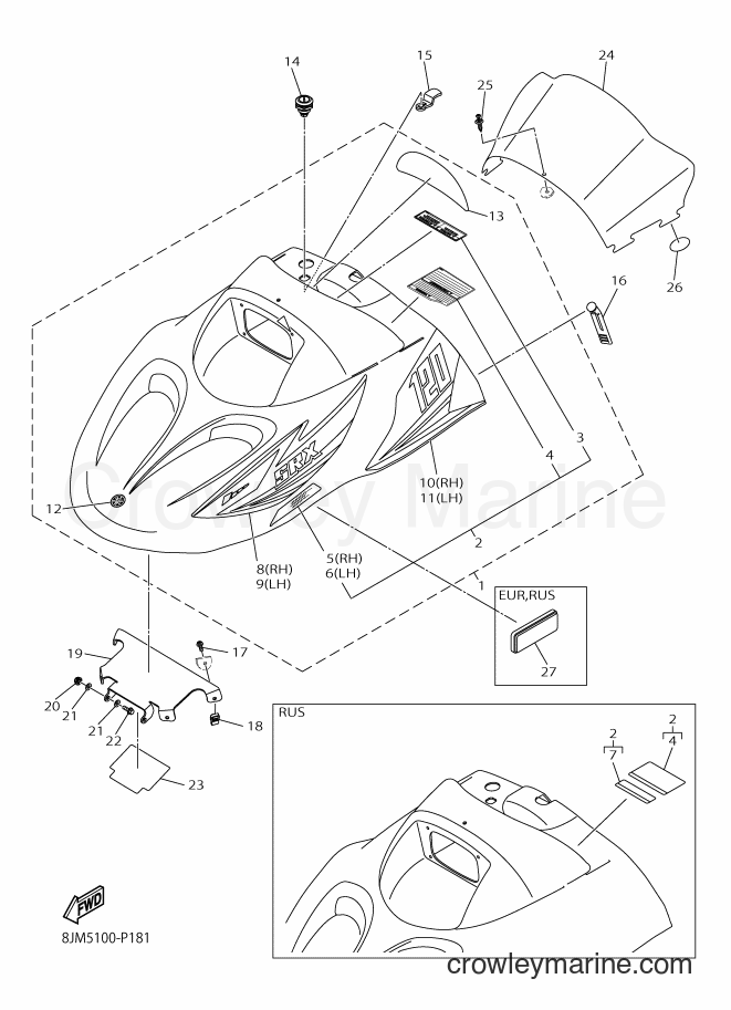 2015 Snowmobile SRX120AF - SRX120AF (8JM6) [010] - SHROUD & WINDSHIELD