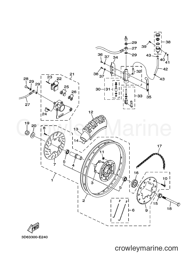 2006 Dirt Bike XT125R - XT125R (3D63) [010] - REAR WHEEL & BRAKE SYSTEM