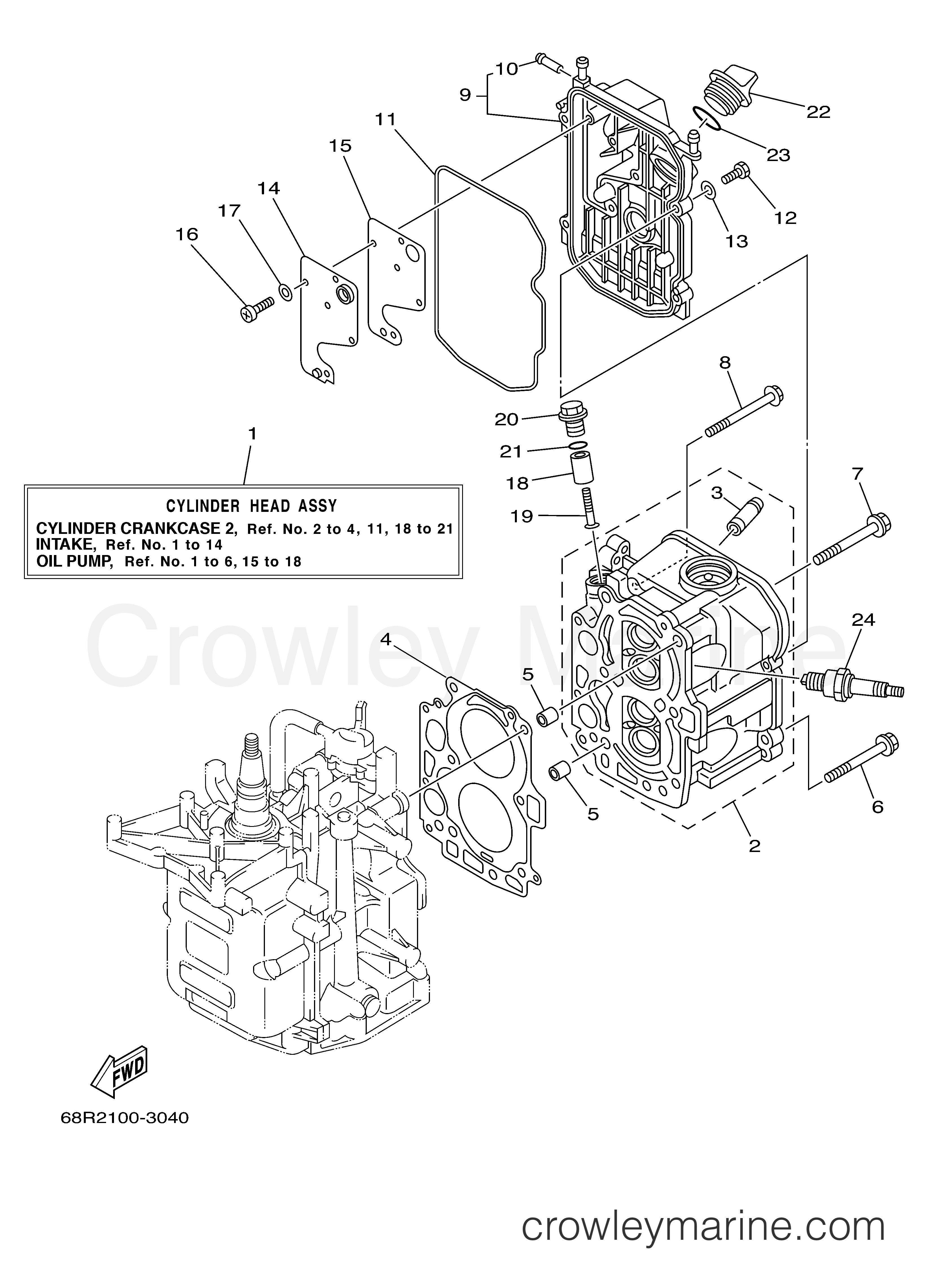 Yamaha Motors T8PLH - CYLINDER CRANKCASE 2