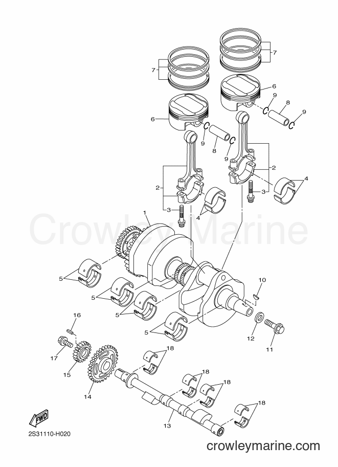 Yamaha Motors VMX17 (2CEU) [010] - CRANKSHAFT & PISTON