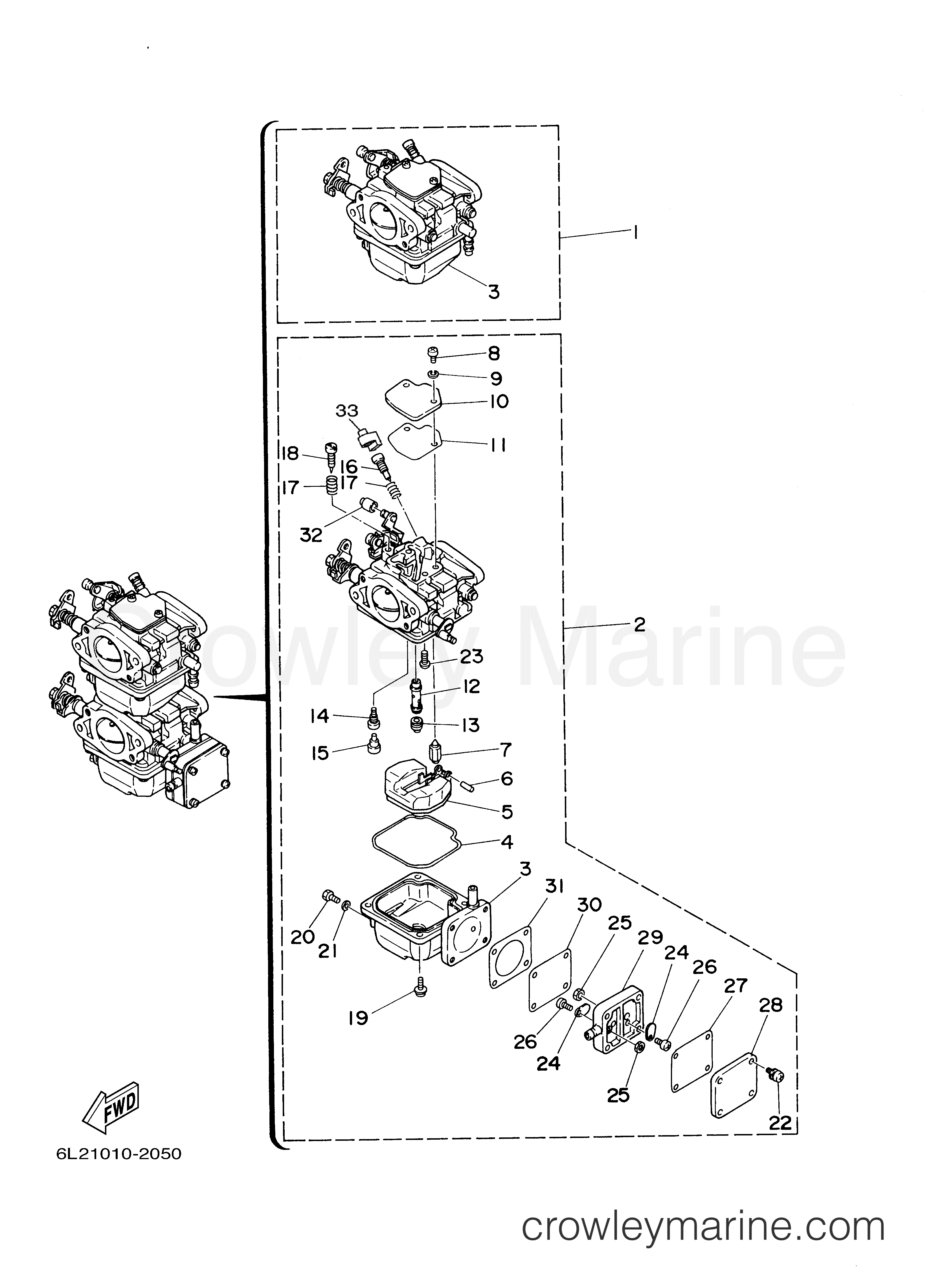 CARBURETOR 2004 Yamaha Outboard 25hp 25MSHC Crowley Marine
