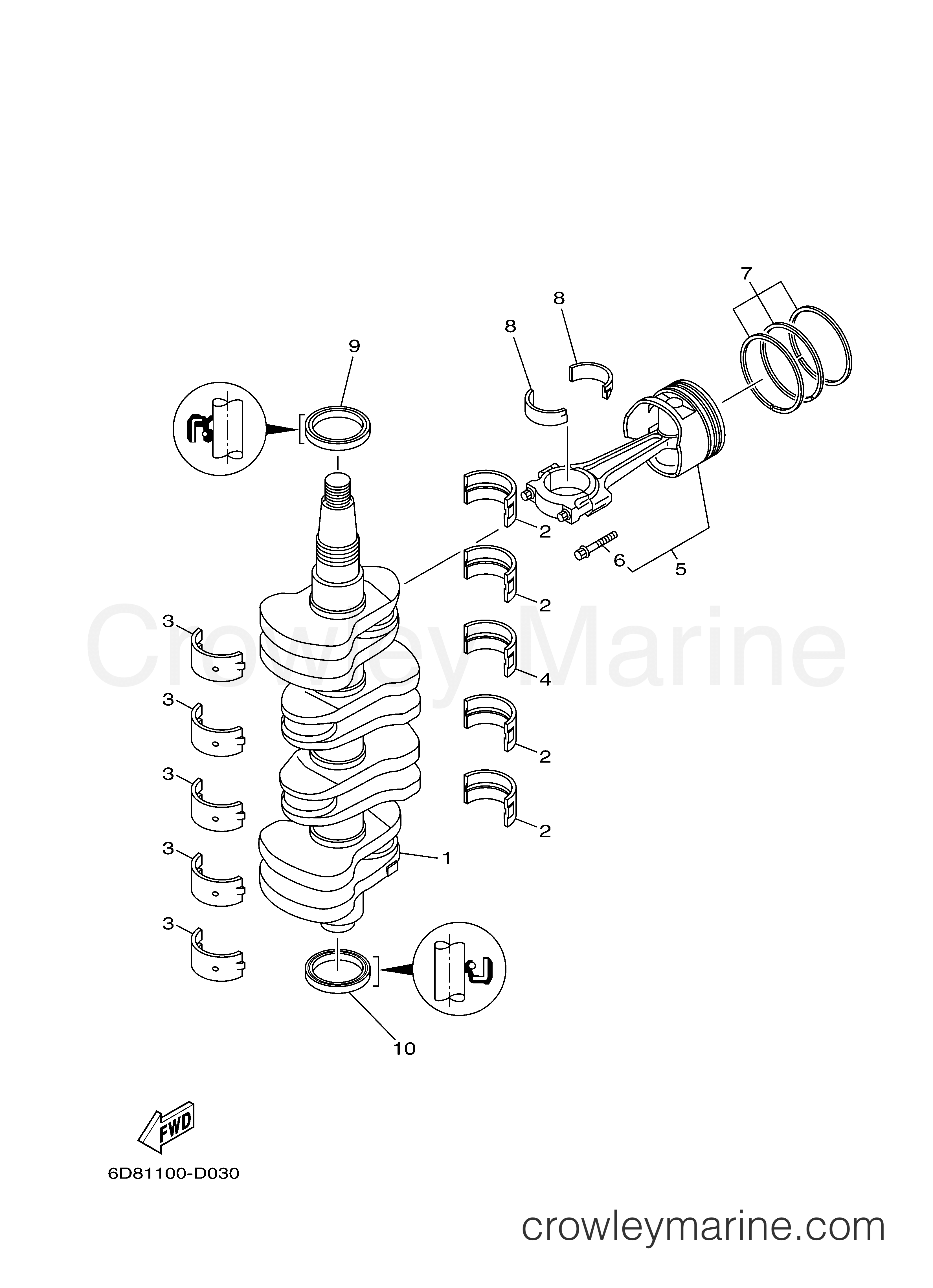 Yamaha Motors F75TLR - CRANKSHAFT PISTON