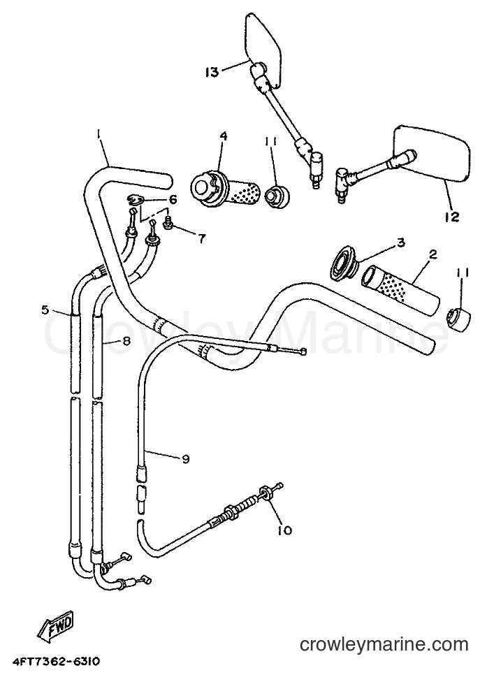 1996 Cruiser XV500 - XV500 (4FT7) [999] - STEERING HANDLE & CABLE