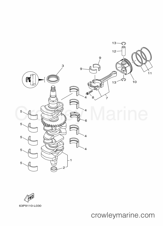 Yamaha Motors F150B (63PF) [310] - CRANKSHAFT & PISTON