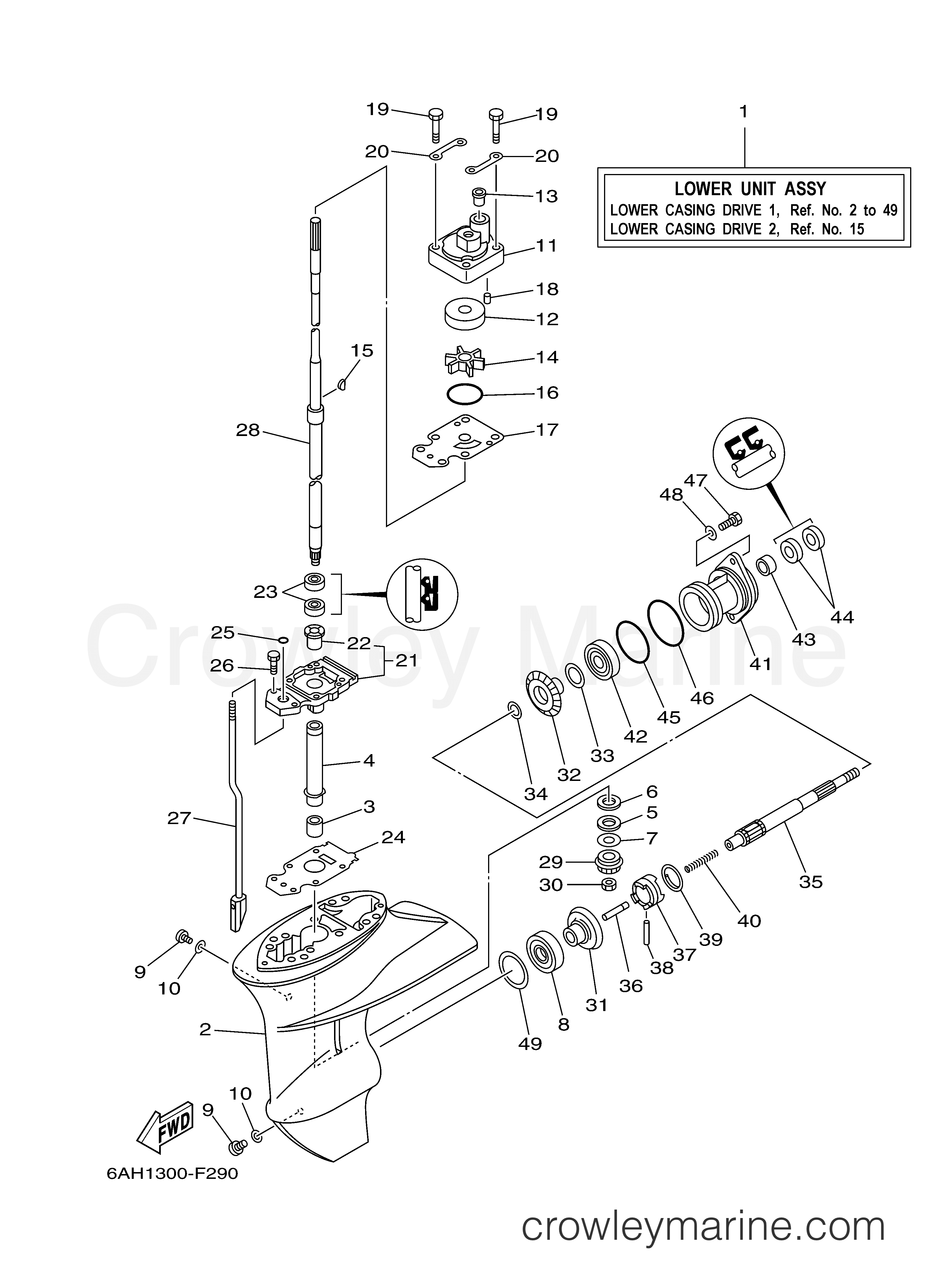 Yamaha Motors F15CPLH - LOWER CASING DRIVE 1
