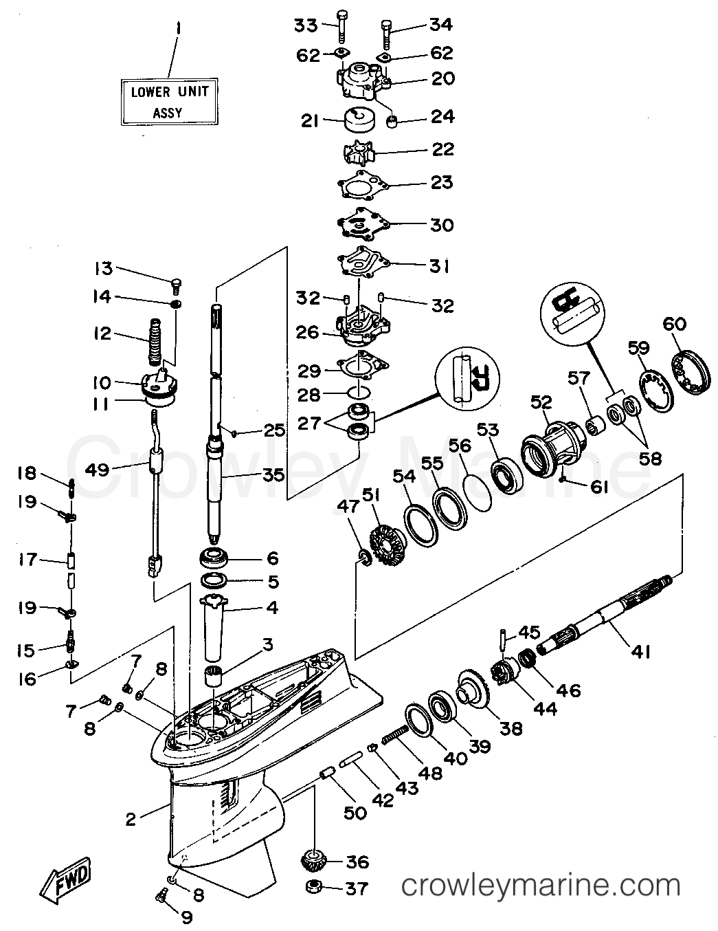Yamaha Motors 50TLHS - LOWER CASING - DRIVE 1