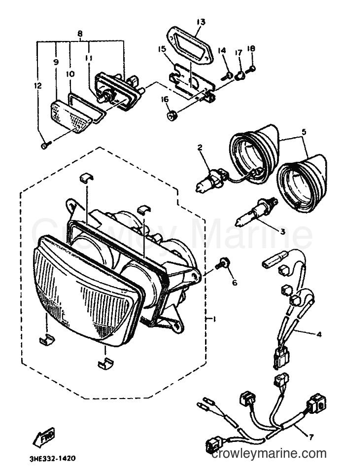 1992 Sport Bike FZR600 - FZR600 (3HE8) [999] - HEADLIGHT