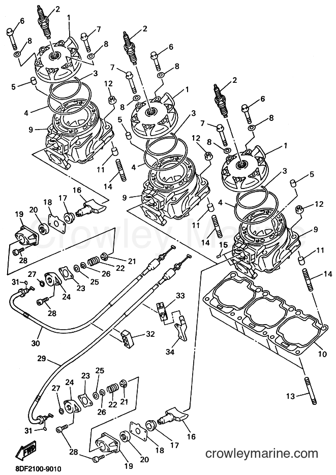 1999 Snowmobile SRX700S - SRX700S (8DW2) [020] - CYLINDER HEAD