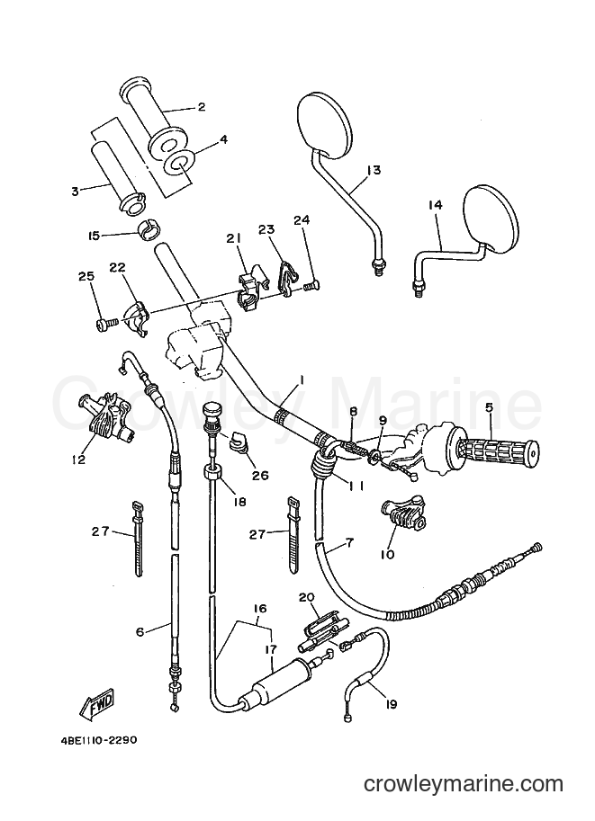 1992 Dirt Bike XT225 - XT225 (4BE3) [010] - STEERING HANDLE & CABLE
