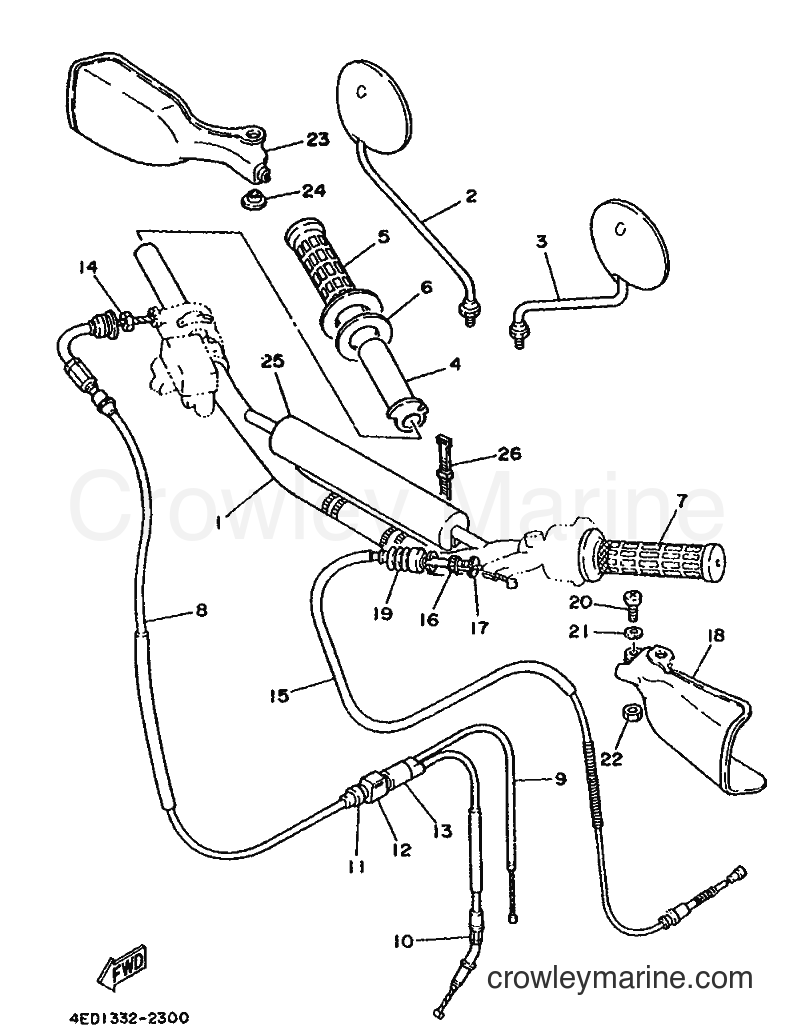 1992 Scooter DT80LC - DT80LC (4ED1) [999] - STEERING HANDLE & CABLE