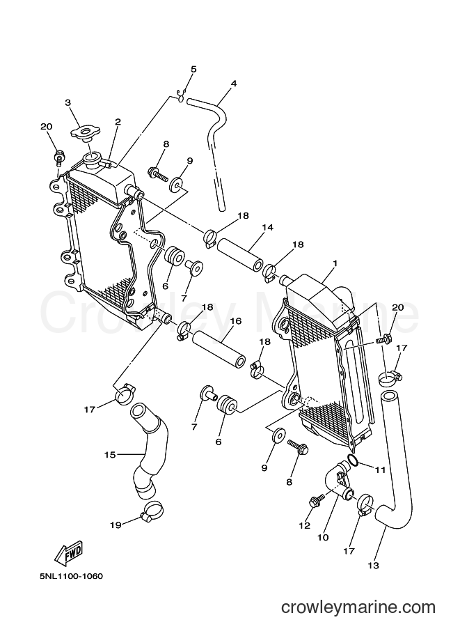 2001 Dirt Bike YZ250F - YZ250F (5NL2) [070] - RADIATOR & HOSE