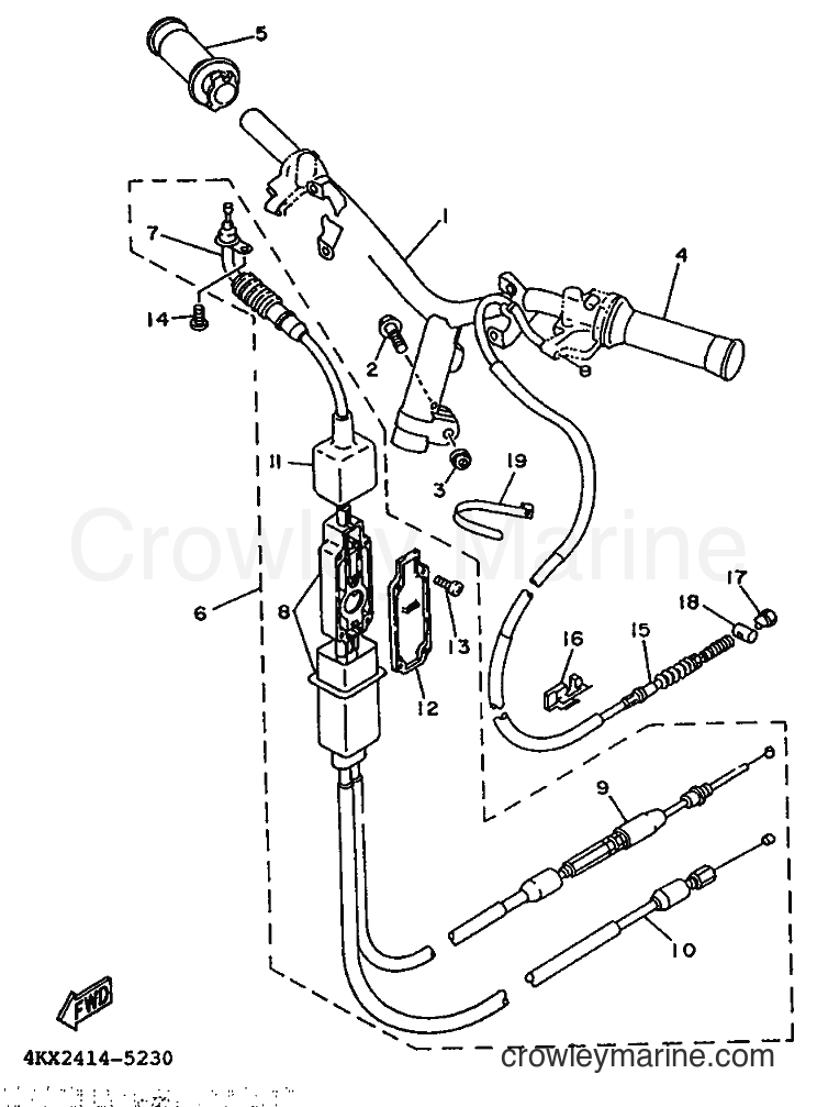 1995 Scooter YA50Z - YA50Z (4SC1) [999] - STEERING HANDLE & CABLE
