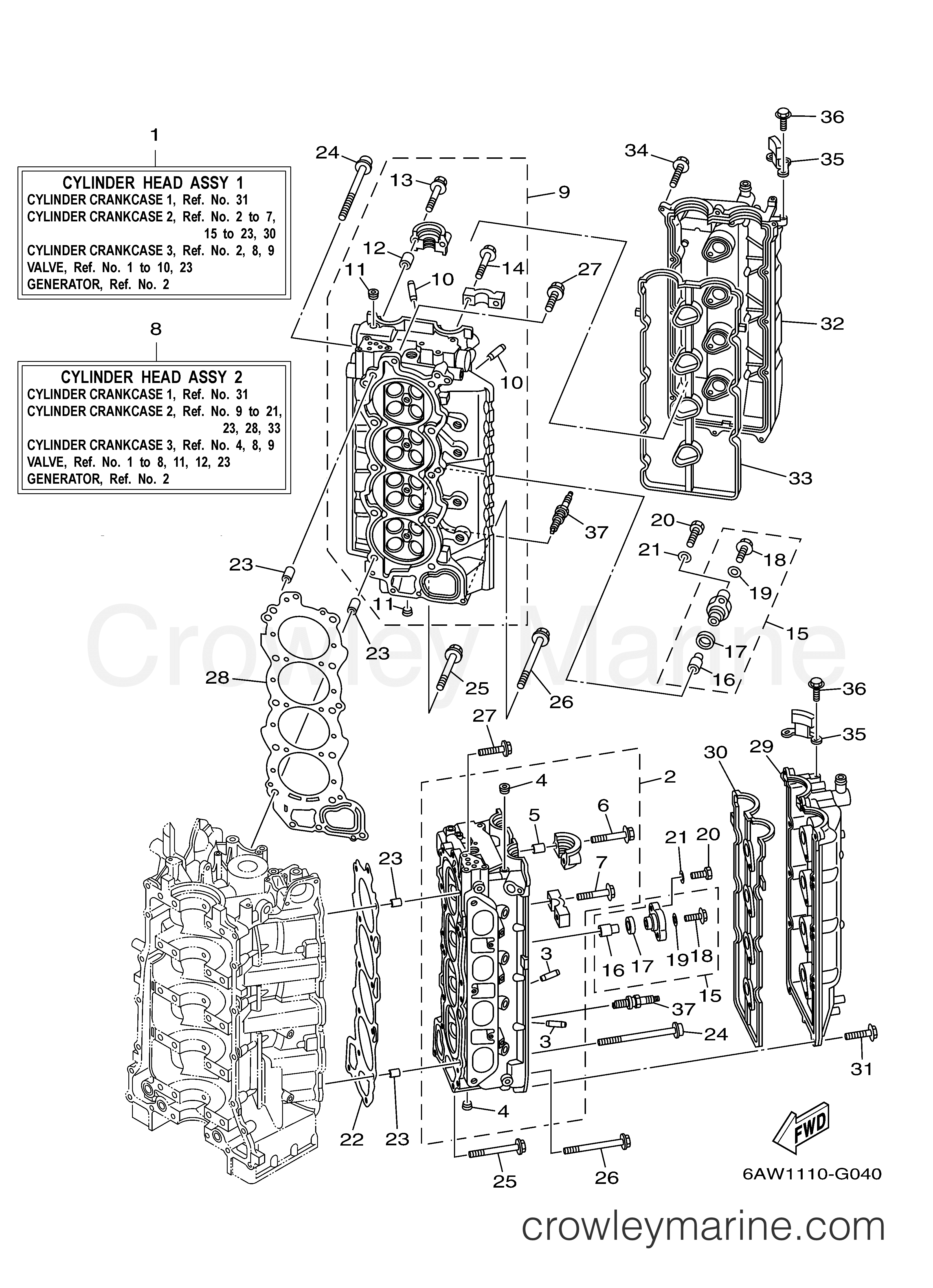 Yamaha Motors F300TUR - CYLINDER CRANKCASE 2