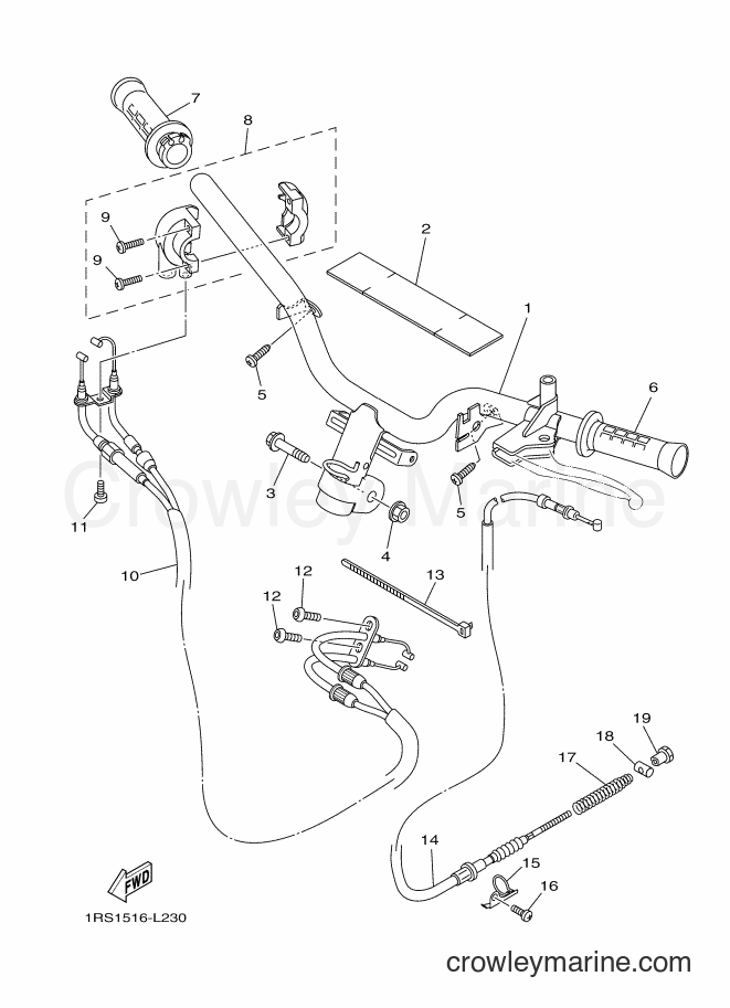 Yamaha Motors XC100E (1RS1) [010] - STEERING HANDLE & CABLE