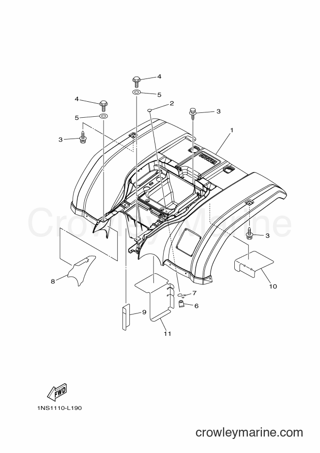 2017 ATV YFM350A - YFM350A (B149) [010] - REAR FENDER