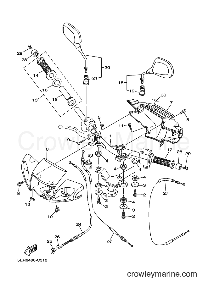 2005 Scooter T105E - T105E (5ER8) [010] - STEERING HANDLE & CABLE
