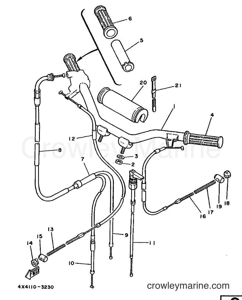 1989 Dirt Bike PW50W - PW50W (3PT1) [010] - STEERING HANDLE & CABLE