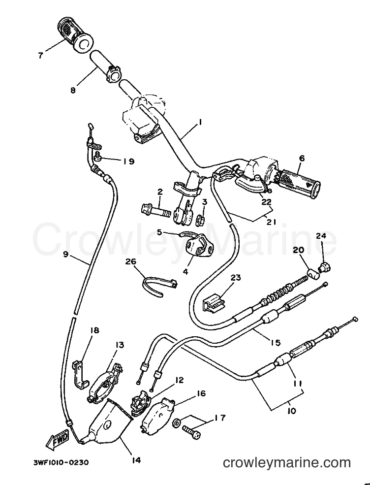 1991 Scooter CY90 - CY90 (4CX1) [999] - STEERING HANDLE & CABLE