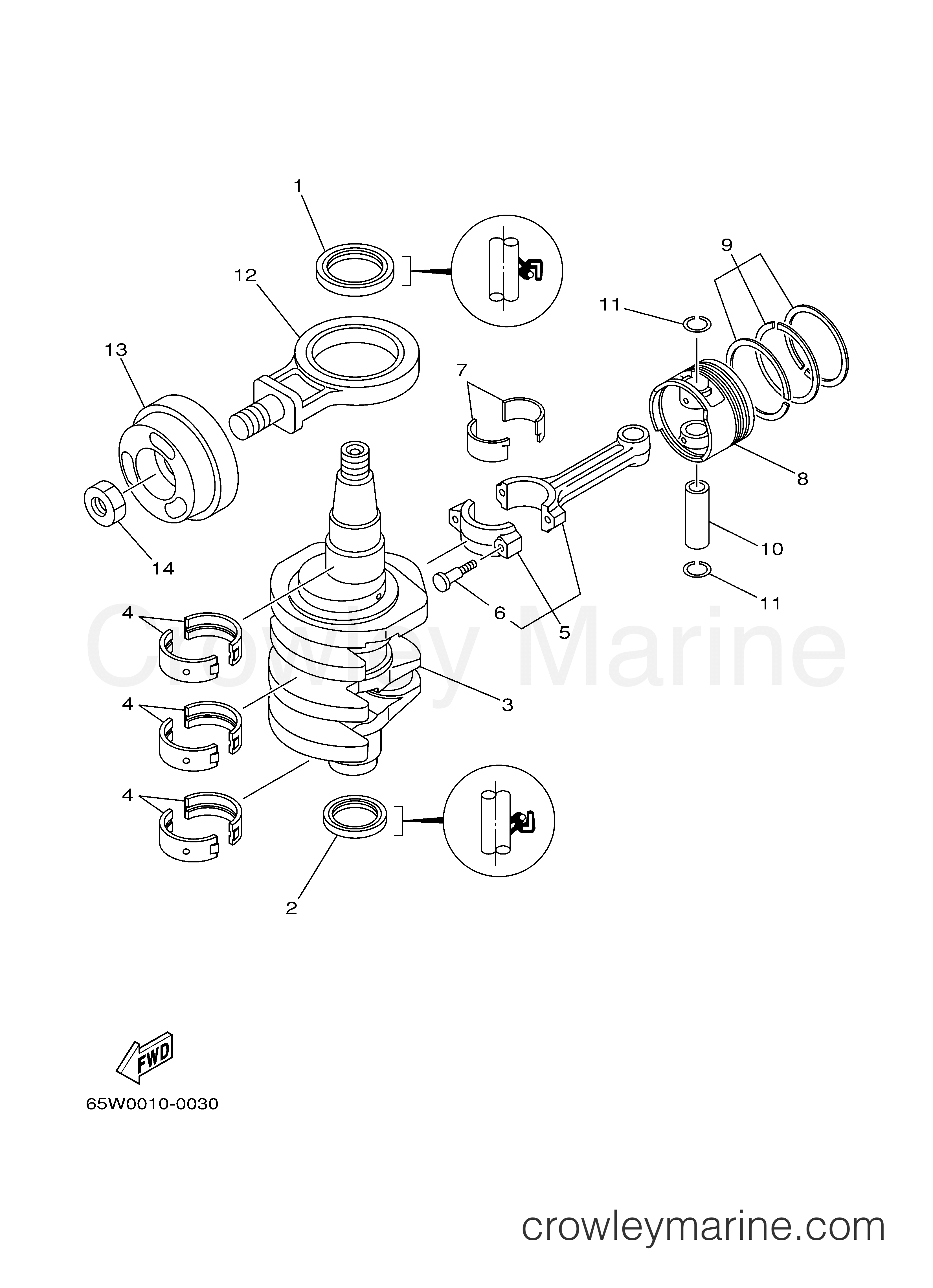 Yamaha Motors F25MLHY - CRANKSHAFT PISTON