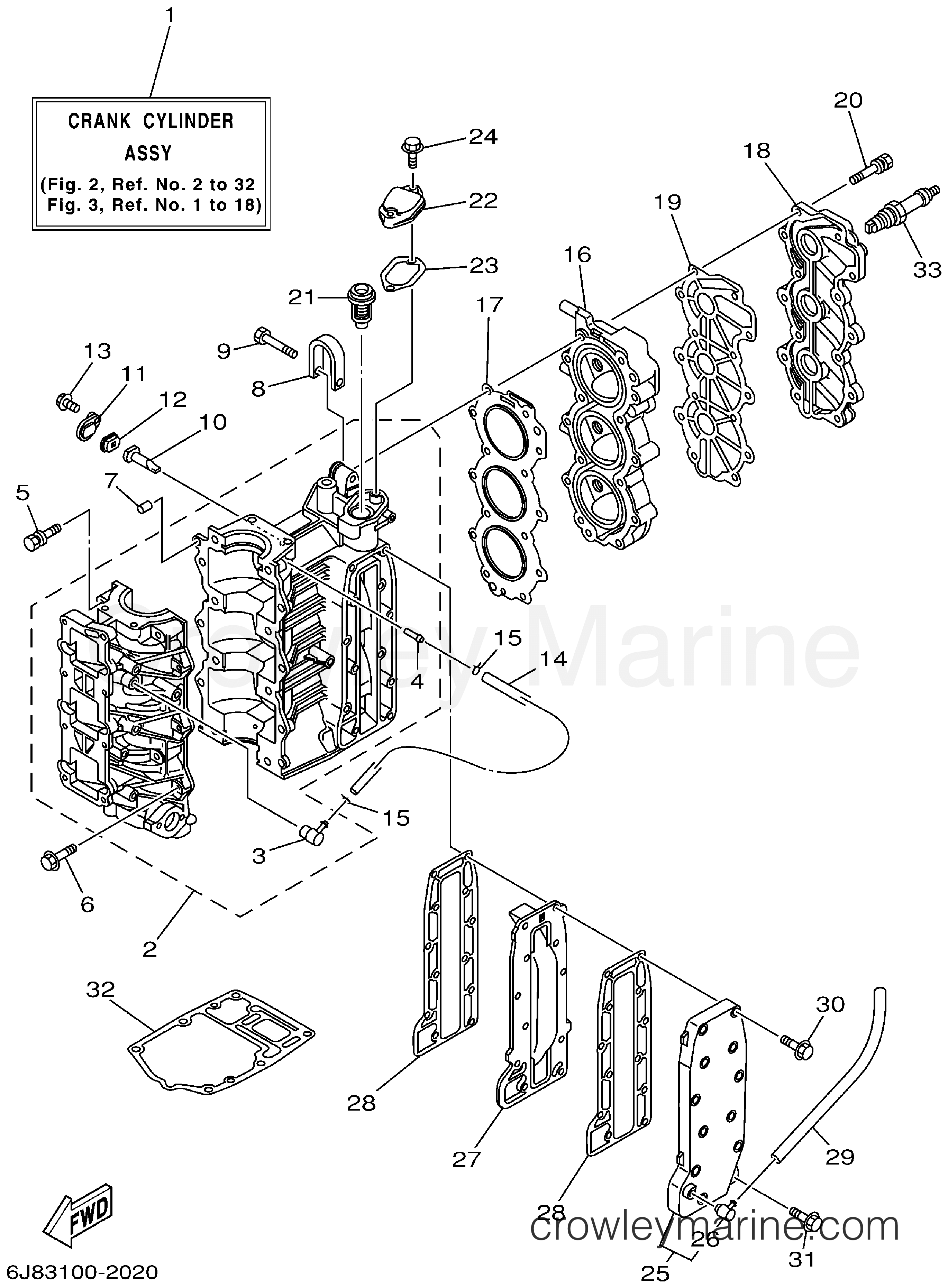 Yamaha Motors 25MSH3A - CYLINDER CRANKCASE