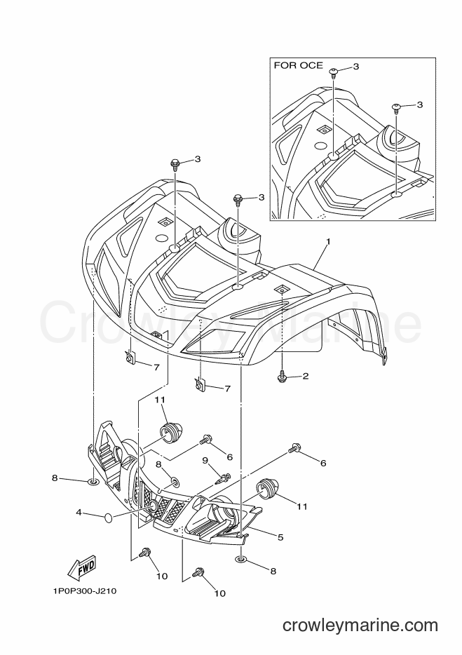 2010 ATV YFM250 - YFM250 (1P0P) [010] - FRONT FENDER