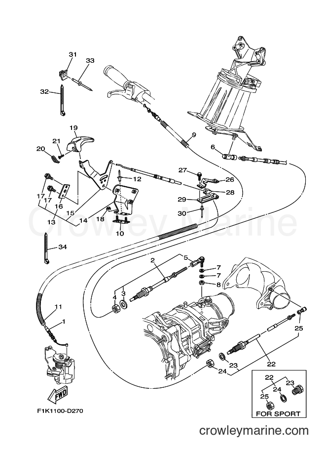 Yamaha Motors VX1100-D (F1K2) [010] - CONTROL CABLE